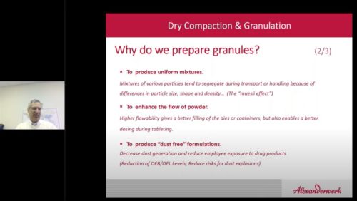 Al Friedrich explains benefits and usage of roller compaction and dry granulation
